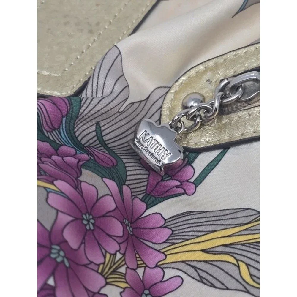 Vintage Kathy Van Zeeland Y2K Paradise Tropical Floral Shoulder Bag Bling Charm